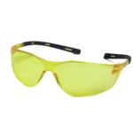 Amber-tinted safety glasses or goggles are designed to protect the eyes from various hazards while also reducing glare and enhancing contrast in low-light conditions. They are commonly used in industries like construction, shooting sports, and computer use to help reduce eye strain.